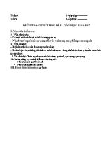 Đề kiểm tra một tiết học kì I Giáo dục công dân lớp 7 - Năm học 2016-2017 - Trường THCS Tân Đông